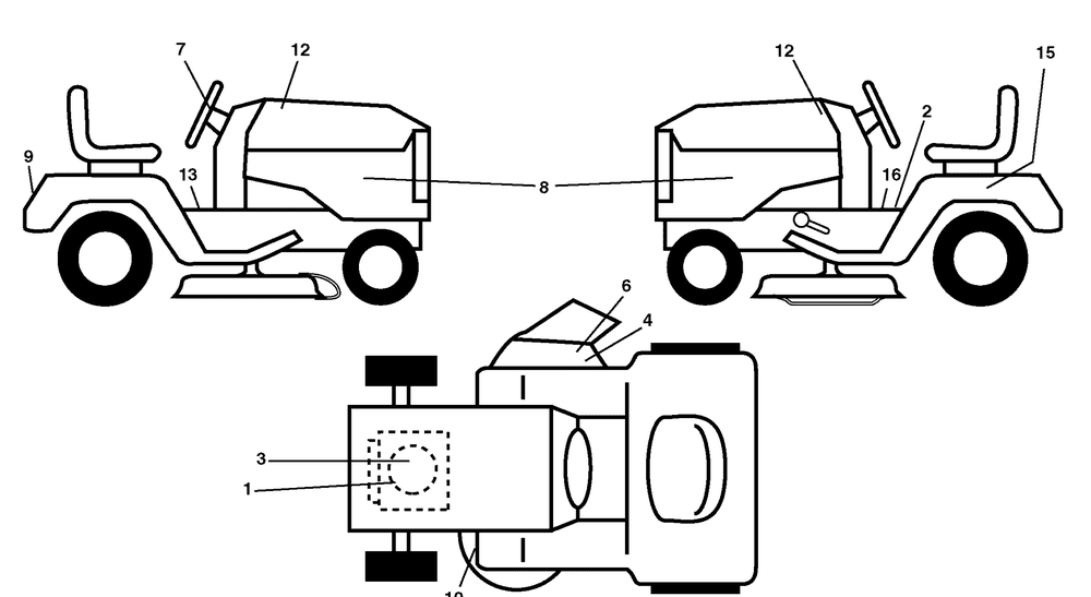 Decals (780734decal) Diagram and Parts List for 7800734-96012009600 2011 Briggs and Stratton Lawn Tractor